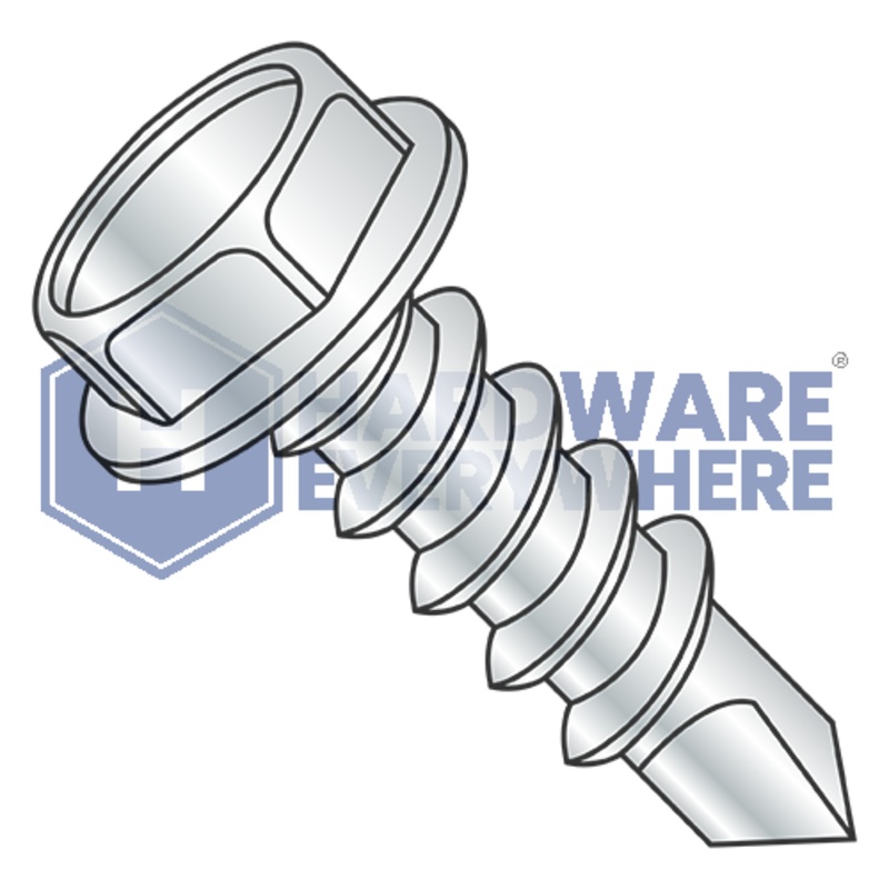 3/8 x 1 1/4 SELF DRILLING SCREWS / Unslotted / Hex Washer Head / Steel / Zinc